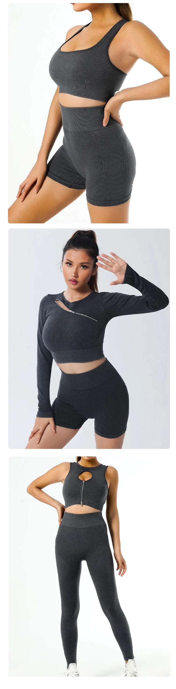 Yoga Suit High Waist Leggings Running Training Tights Sports Outfits Long Sleeve Crop Top Bra Seamless Fitenss Set Fitness Wear