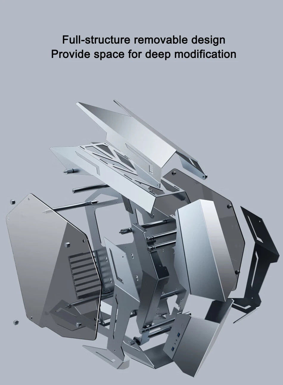 JONSBO MOD-3 Special-shaped Case All Aluminum Tempered Glass E-sports Mecha Theme Chassis E-ATX Motherboard 360 Water-cooled.