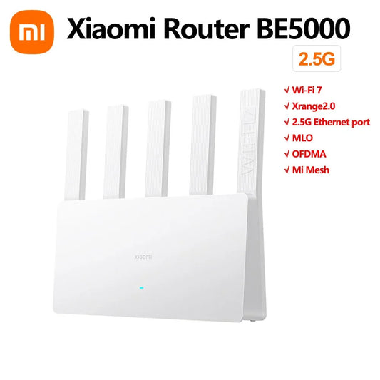 Xiaomi Router BE5000 2.5G Wifi 7 Wiress Router Mesh Group 2.4GHz 5GHz MLO Dual Band Works with Xiaomi mijia mihome App Network.