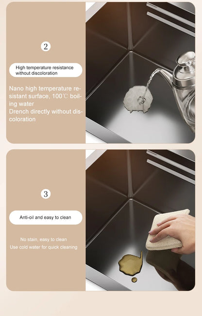 Edelstahl Küchen spüle Digital anzeige großes Single Slot hotel Multifunktion waschbecken mit Wasserfall Wasserhahn Wohnung