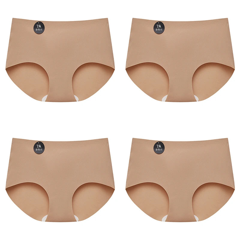 FalllSweet 4PCS Seamless Panties for Woman Ice Silk Underwear Soft Thin Briefs Women's Underpants Fashion Sexy Female Lingerie.