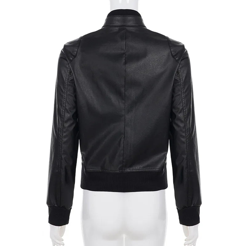 AltGoth Harajuku Streetwear Pu Leder Jacke Mall Gothic Cyber Punk Rollkragen Crop Mäntel Hipster Dark Grunge Rave Outfit Femme.