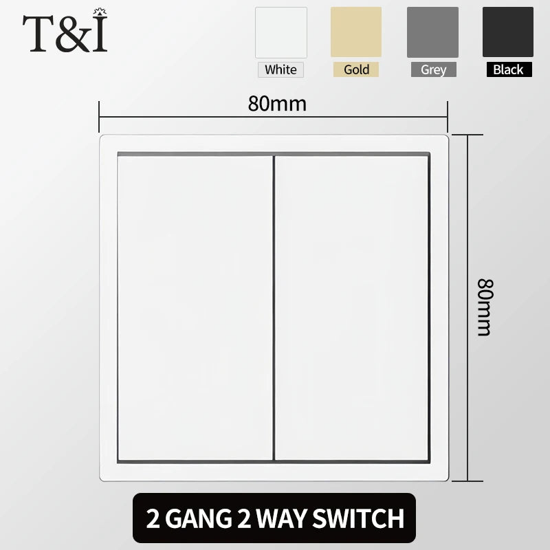 Europäische Wandsteckdose, EU-Steckdose, USB-Typ-C-Ladeanschlüsse, 1/2-Gang-Lichtschalter, 16 A 250 V, Unterputzmontage, weißes Panel, 80 x 80 mm