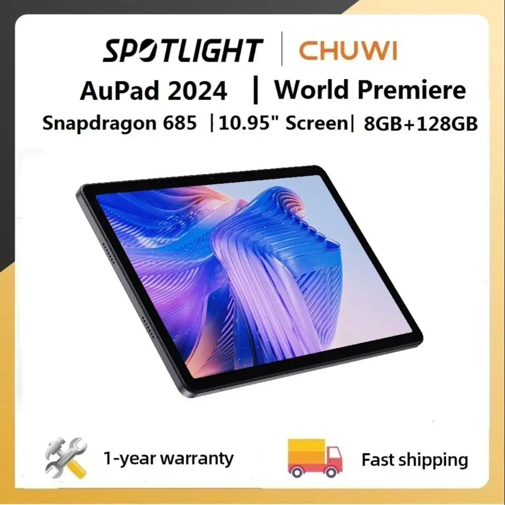 CHUWI AuPad 10.95-inch Tablet FHD Screen 8GB DDR4 128GB ROM 4G LTE GPS Android 14 Snapdragon 685 Octa-Core Widevine L1 Tablet PC.