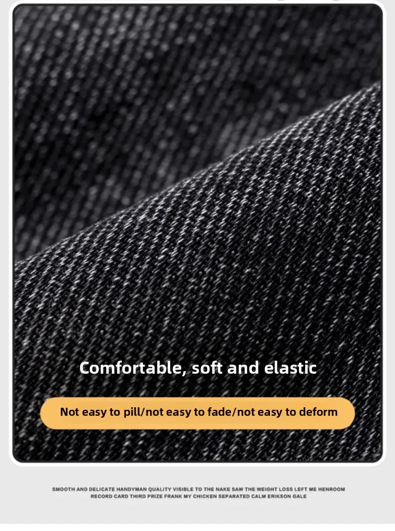 Gestickte Slim-Fit-Jeans mit geradem Bein, High-End-Freizeithose für Herren, durchgehender Bodendruck, dehnbar, trendige Marken-Freizeitjeans.