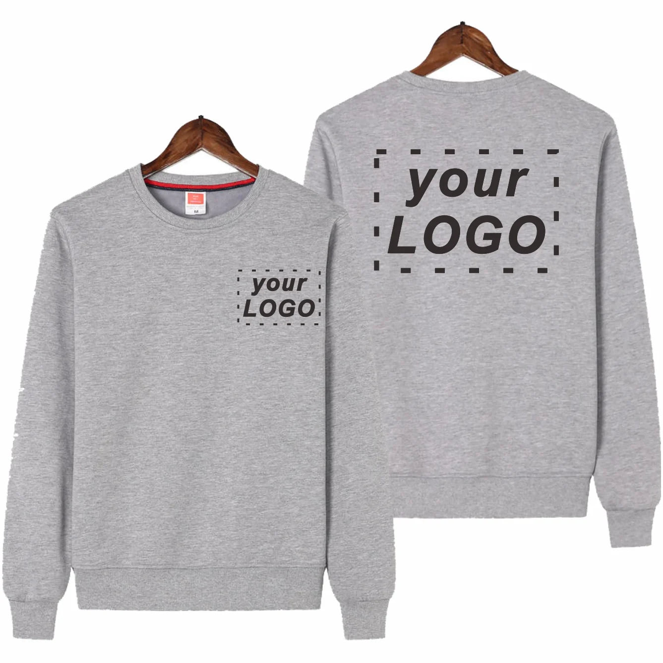 Men's Casual Pullover Custom Printed Embroidery Company Logo Clothing Fashion Winter Warm Sweater Solid Color Sweatshirt 4xl.