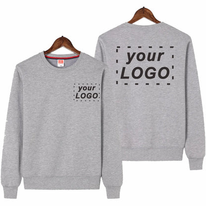 Men's Casual Pullover Custom Printed Embroidery Company Logo Clothing Fashion Winter Warm Sweater Solid Color Sweatshirt 4xl.