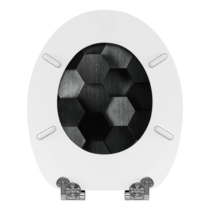 O-förmiger Toilettensitz, verstellbare Scharniere, Toilettendeckel mit Motiv, Soft-Close-Mechanismus für Badezimmer