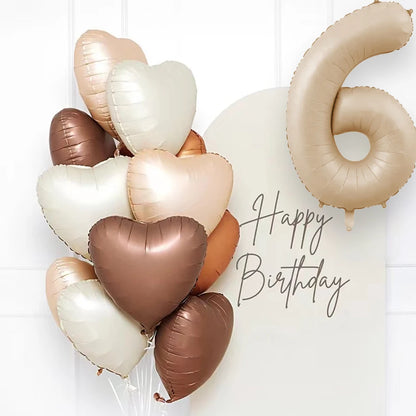 40in Cream Big Number Balloon 18in Three Color Love Foil Helium Balloons Aldult Birthday Set Boys Girls 1st Birthday Decorations