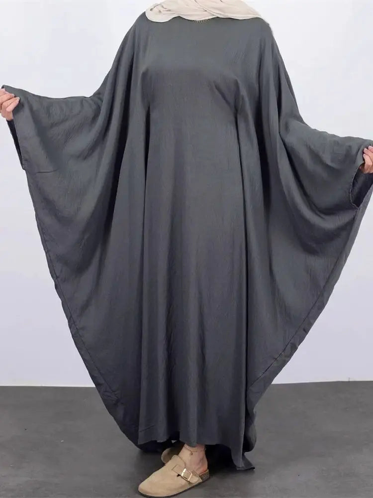 White Pink Black Brown Soft Crepe Khimar Batwing Abaya Damen 2 Piece Muslim Modest Hijab Dresses Set Kaftan Kebaya Robe Women
