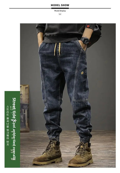 Autumn Winter Men's Trendy Loose-fit Jeans Casual Harem Trousers Long Pants Comfortable Working Clothes.