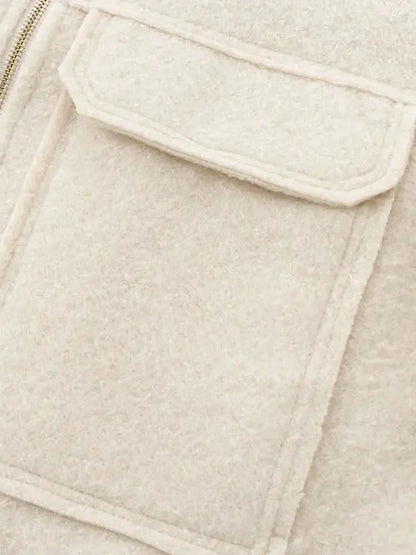 TRZA-Kurzjacke mit Taschen für Damen, Langarmmantel, Reißverschluss vorne, Damenoberbekleidung, schicke Oberteile, Mode.