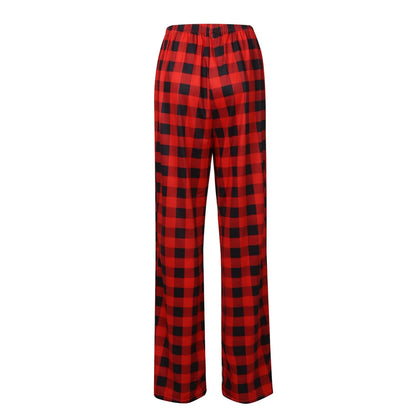 Frauen Weihnachten Pyjama Hosen Herbst Winter Plaid Gedruckt Hosen Mode Lässig Breite Bein Hosen Kleidung Streetwear