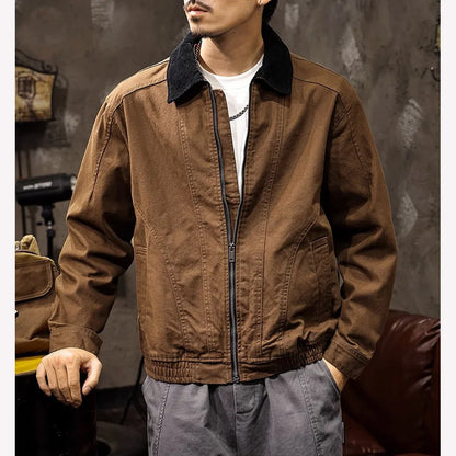 Men Spring Autumn Washed Cotton Loose Casual American Retro Cargo Jacket Man Streetwear Cityboy Coat Outerwear Varsity Jacket.