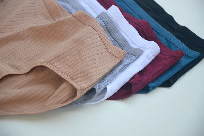 6pcs Cotton Women Panties Lady Plus Size Underwear High Waist Briefs Breathable Solid Color Female Lingerie Shorts.