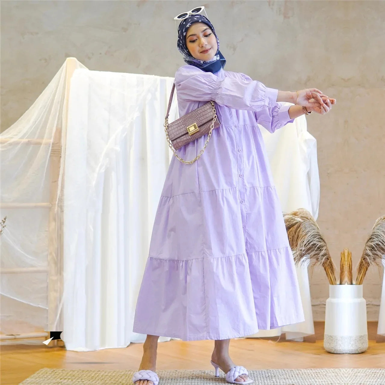 Women Muslim Long Dress Fashion Abaya Long Sleeve Solid Robe Elegant Ruffles Maxi Sundress Islamic Clothing Hijab Vestido.