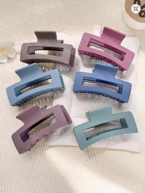Big Hair Claw Clips Ice Cream Color 6 Pcs for Thick Hair,Square Hair Clips for Women Rectangle Nonslip Acrylic Banana Jaw Clips.