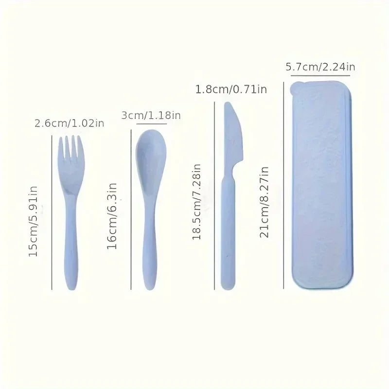 3In1 Portable Cutlery Set Reusable Home Travel Utensil Set Fork Spoon Knife with Box Dinnerware Set Picnic Camping Tableware.