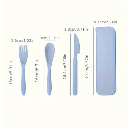 3In1 Portable Cutlery Set Reusable Home Travel Utensil Set Fork Spoon Knife with Box Dinnerware Set Picnic Camping Tableware.