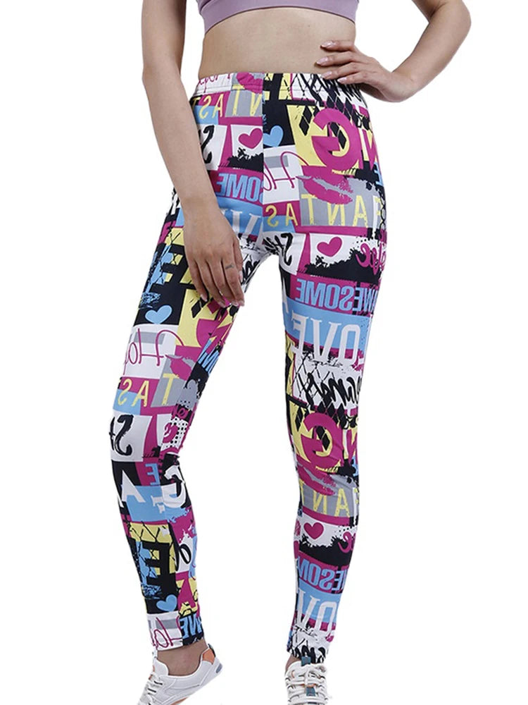 CUHAKCI Mode Plaid Druck Leggings Frauen Sexy Fitness Leggins Grid Floral Streifen Hosen Hohe Taille Bleistift Hosen