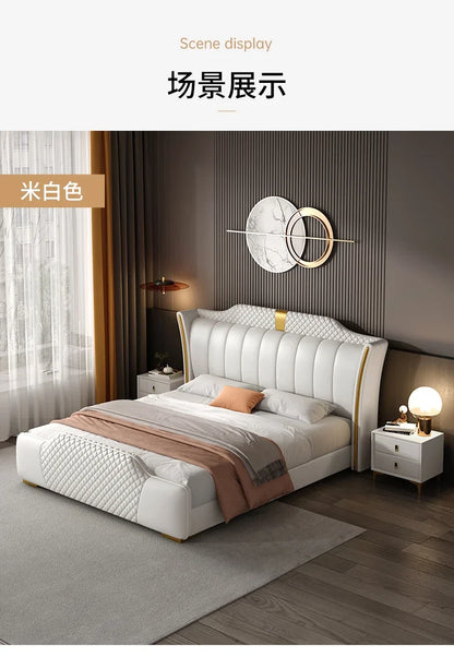 Luxuriöses Doppelbett mit Rahmen, 200 x 200 cm, King-Size-Bett, beleuchtet, 180 x 200, Queen-Size-Bett, luxuriöses, modernes, voll beleuchtetes 2-Personen-Schlafzimmer-Wohnmöbel