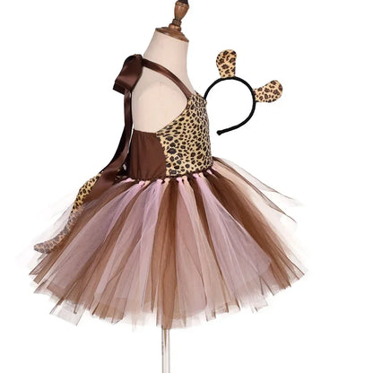 Halloween Tier Cosplay Kostüm für Kinder Wald Thema Kühe Tiger Giraffe Leopard Zebra Tutu Kleider Performance Tanz Sets