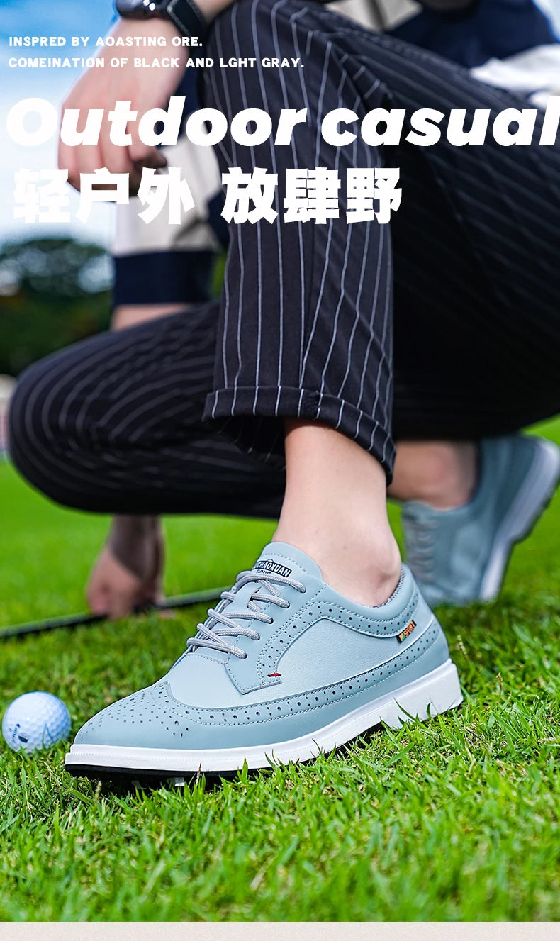 Fashion Men Golf Shoes Leather High-Quality Sports Shoes Non-Slip Waterproof Golf Professional Training Shoes Large Size 39-47.