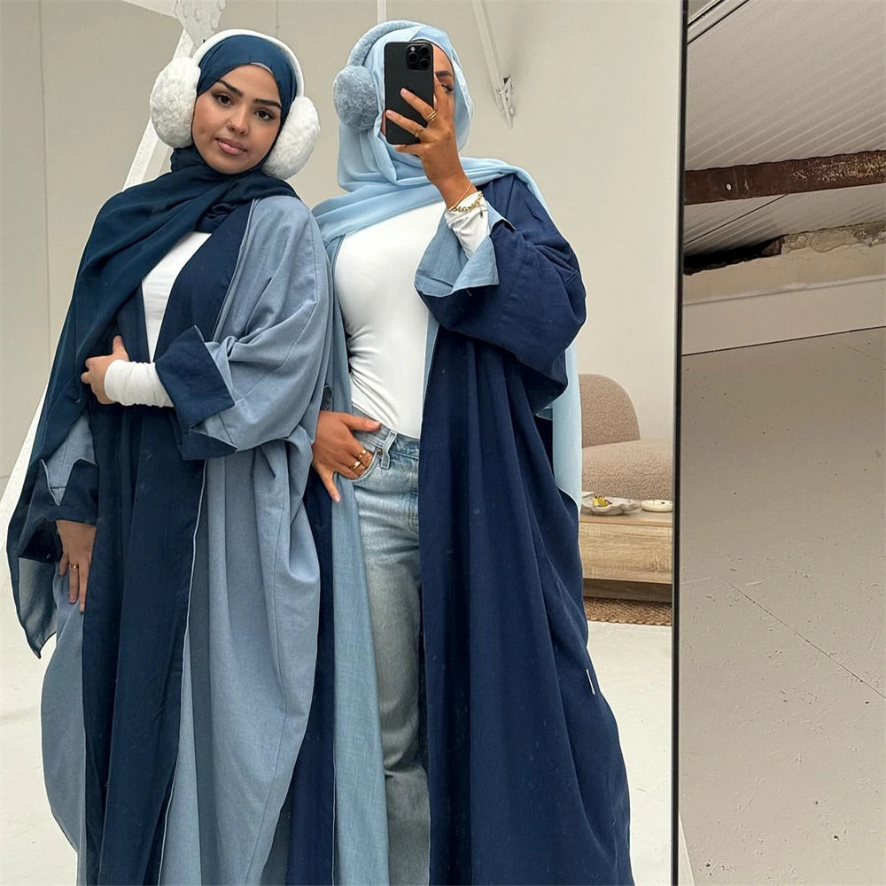 Open Modest Kimono Abaya Dubai Luxury Muslim Cardigan Coat Abayas for Women Islam Kebaya Caftan Marocain Robe Femme Musulmane.