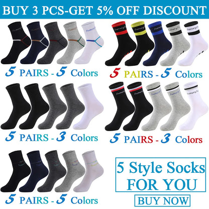 5 Pairs/Lot Running Socks Men Sports High Quality Cotton Colorful Outdoor Cycle Casual Breathable Long Sock Male Gifts 5 Styles.