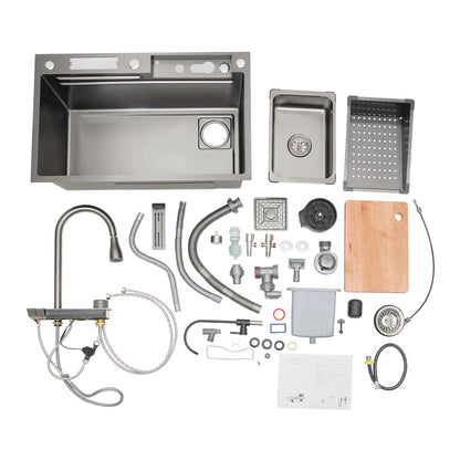 Einschalen Küchenspüle, intelligentes Wasserfallbecken, Arbeitsplatte, Küchenspüle, 75 x 46 x 22 cm, für Restaurants, Küchen, Utility-Rooms