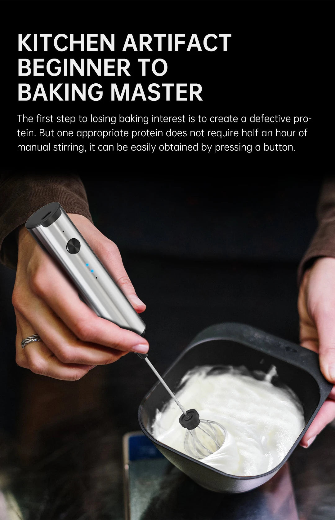 Mini milk frother, electric milk frother, coffee frother, household milk blender, handheld wireless whipper.