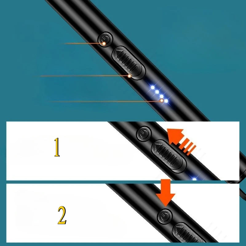 2025 Windproof Kitchen Electric USB Lighter Long Candle BBQ Gas Stove Ignition Camping Rechargeable Arc Flameless Plasma Lighter.