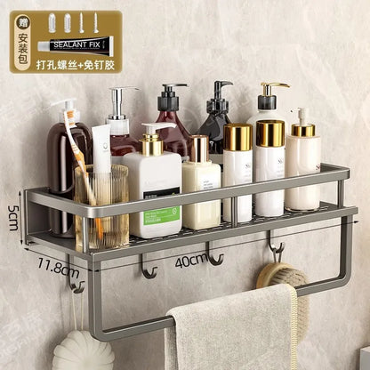 Wandmontiertes Aufbewahrungsregal ohne Bohren, Badezimmer-Waschtischregal für Waschraum, Balkon, Toilette – Organizer-Regal für Küche und Badezimmer