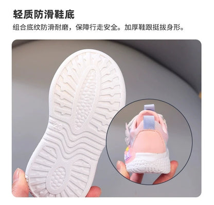 Disney Children Led Shoes Kids Girls Sneakers Frozen Elsa Princess Lighting Shoes Pink Purple Casual Sports Shoes Size 21-31.