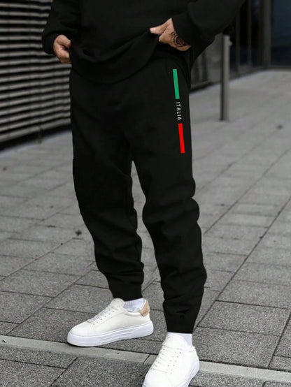 Autumn Mens Tracksuit Italy O Neck Sweatshirt Sweatpants 2 Pcs Set Casual Sports Pullover Pants Man Clothing Hip Hop Sportswear.