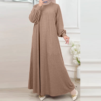 ZANZEA Fashion Muslim Abaya Women Autumn Maxi Sundress Casual Long Sleeve Kaftan Hijab Vestido Solid Loose Islamic Clothing 2024