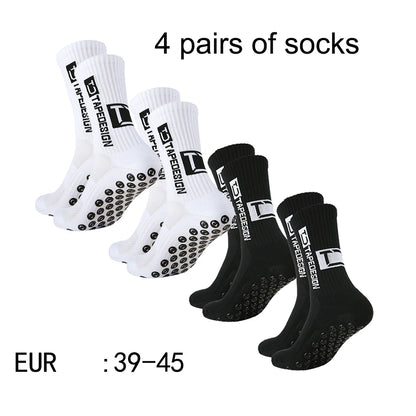 4 pairs of new TC mid tube glued football socks for sports training and competition, non slip and breathable socks.