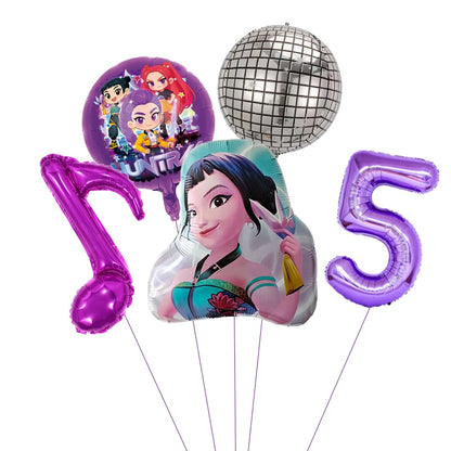 1 Set Kpop Dämonenjäger Thema Ballon Mädchen Alles Gute zum Geburtstag Party Dekoration Kinder Baby Dusche Geschenke Lieferungen