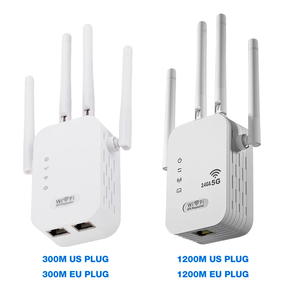 1200Mbps WiFi Signal Booster Wireless WiFi Repeater with WAN/LAN Port Dual-Band 2.4/5G WiFi Signal Amplifier WIFI Range Extender.
