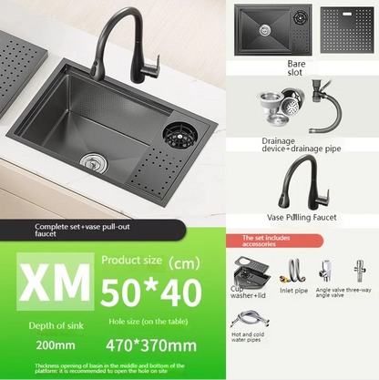 Cup Washer Hidden Bar Kitchen Sink Stainless Steel Invisible Single Sinks with Lid Garden Hotel Apartment Small Basin