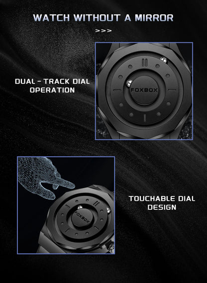 FOXBOX Creative Scrolling Pointer Magnetic Force Men's Quartz Wristwatches Outdoor Sports Waterproof Watch Men Relogio Masculino.