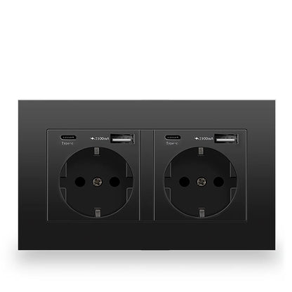 Eiomr eu standard steckdose, einfach und doppelt 220v 16a weiß schwarz pc panel eu steckdose, wand usb typ c stecker steckdose für zu hause.