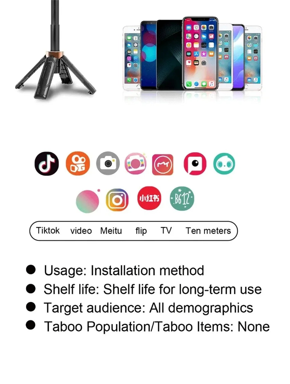 FANGTUOSI Mini Selfie Stick Portable Phone Holder Shooting Aid Versatile Integrated Design Bluetooth Remote For Live Broadcas.