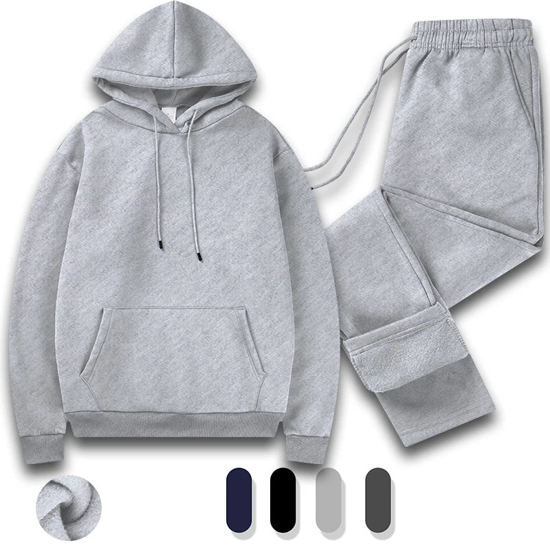 Tracksuit Men 2 Piece Set Big and Tall Long Sleeve Hooded Activewear Suits Gym Workout Training Stretchy Outfits.