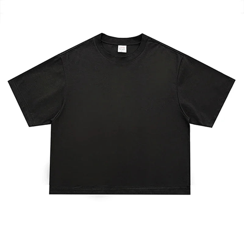 Basic Oversized Boxy Crew Neck T-shirt Mens Heavyweight 240GSM 100% Cotton Half Sleeve T-Shirts Summer Loose Sports Clothing.