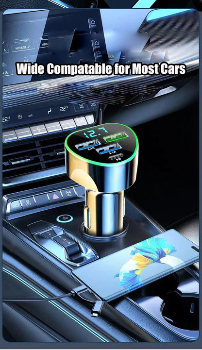 UYUXIO USB C Car Phone Charger Super Fast Charge in Car with LED Voltage Display for iPhone Samsung Huawei Oneplus Android Phone.