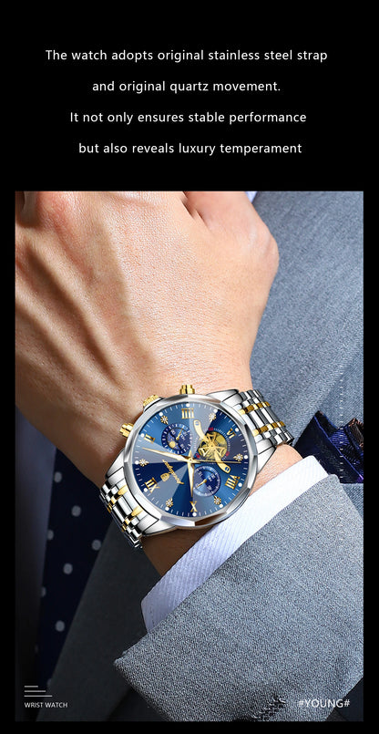 POEDAGAR Luxury Men Watch Top Original Waterproof Luminous Chronograph Man Wristwatch Stainless Steel Quartz Men's Watches Reloj.