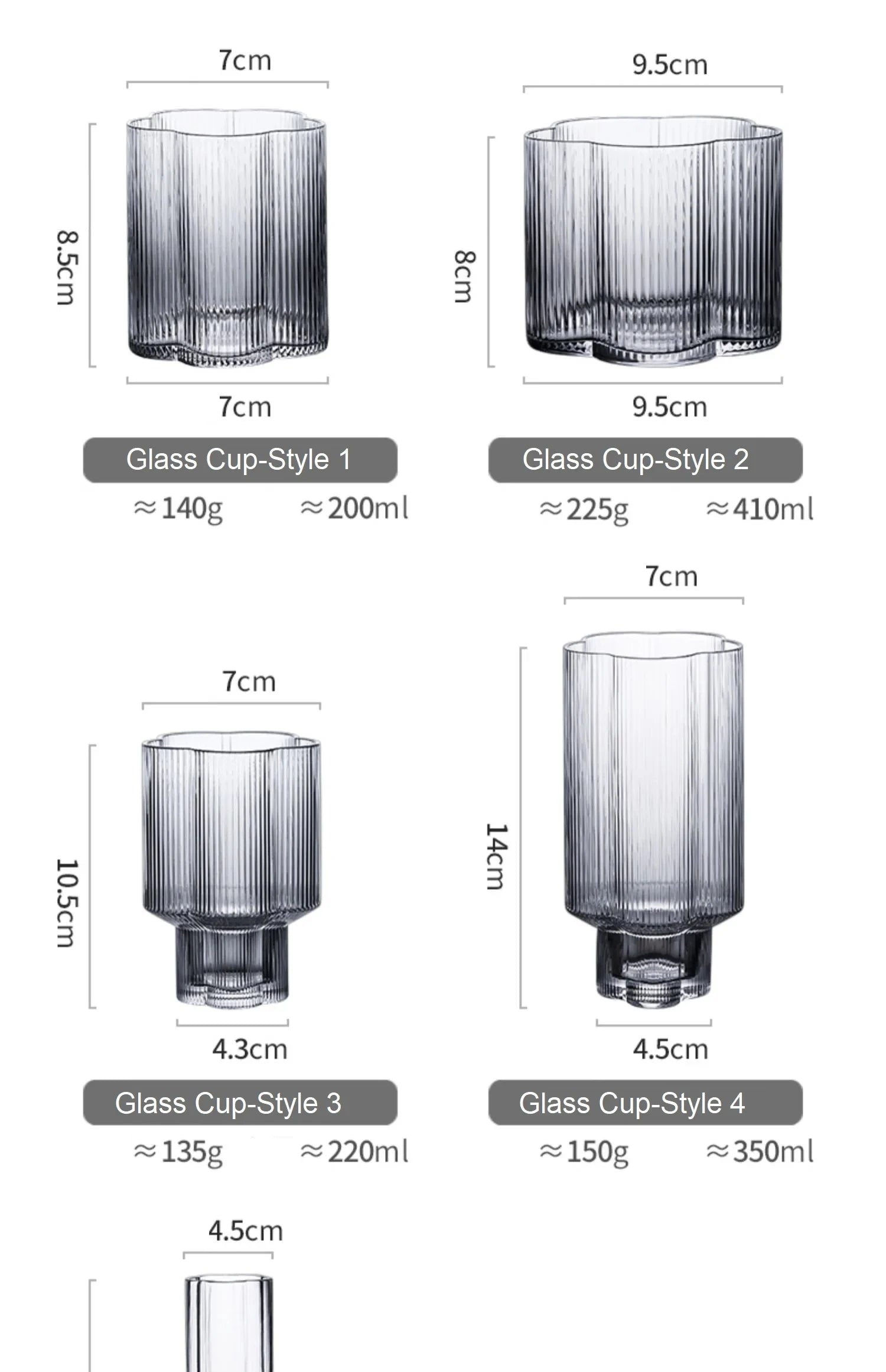 Clear Ice Cream Glass Whiskey Red Wine Glass Cup Flower Stripe Glass Mug Vintage Iced American Coffee Mug Home Stacked Cup.