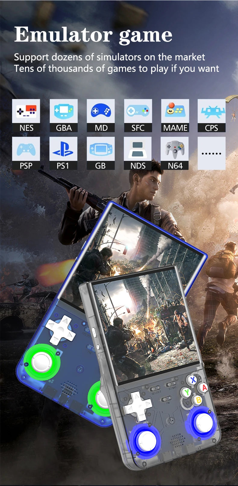 R36 Ultra Handheld Game Player WIFI 4 Inch IPS Screen Open Source Retro Video 64G 128G Memory up to 20000+ Games R36Ultra.