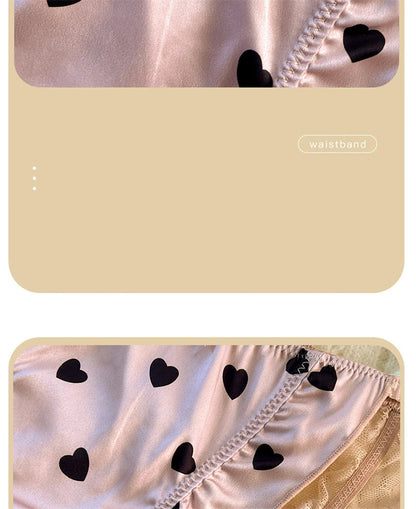 Sexy lingerie women Satin tangas lace ropa interior femenina sweet calzones para mujer plus size panties heart underwear women.